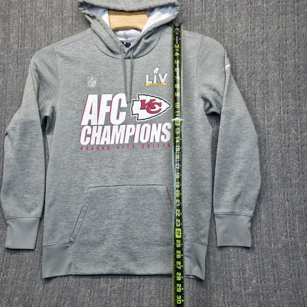 Nike KC Chiefs Super Bowl LIV 54 AFC Champions Hoodie‎ Mens M Gray Dri-FIT NFL